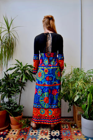 Seventies Psychedelic Floral Bell Sleeve Dress