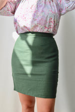 Olive Benetton Linen Pencil Skirt