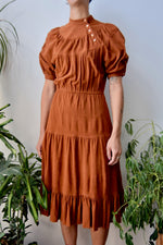 Seventies Tiered Puff Sleeve Dress