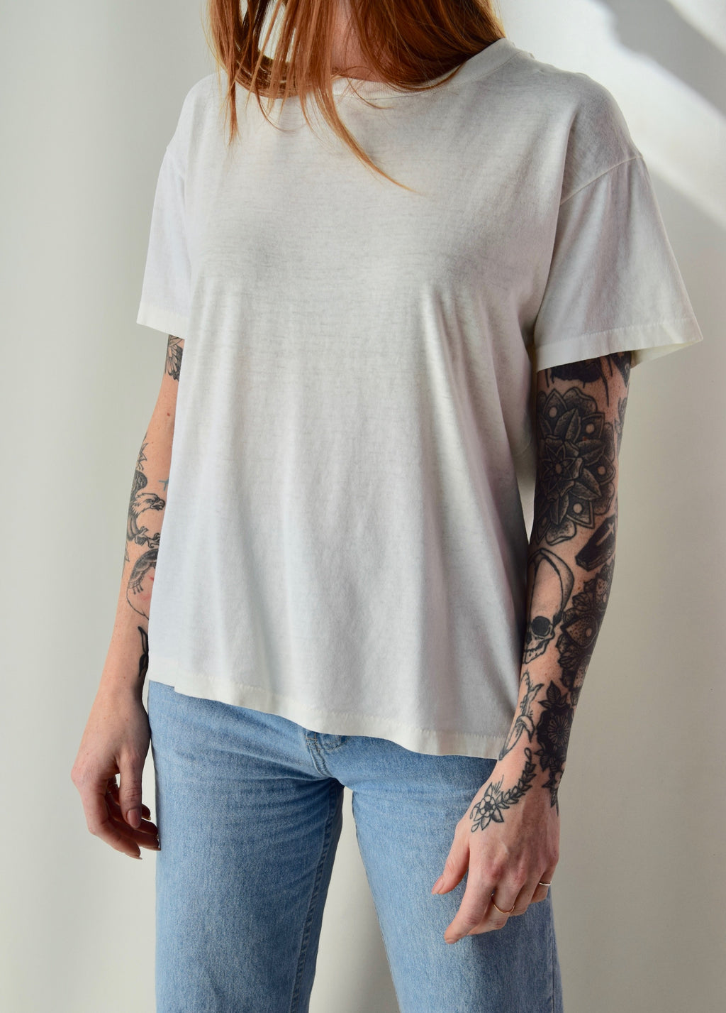 Vintage Plain White Threadbare T-Shirt