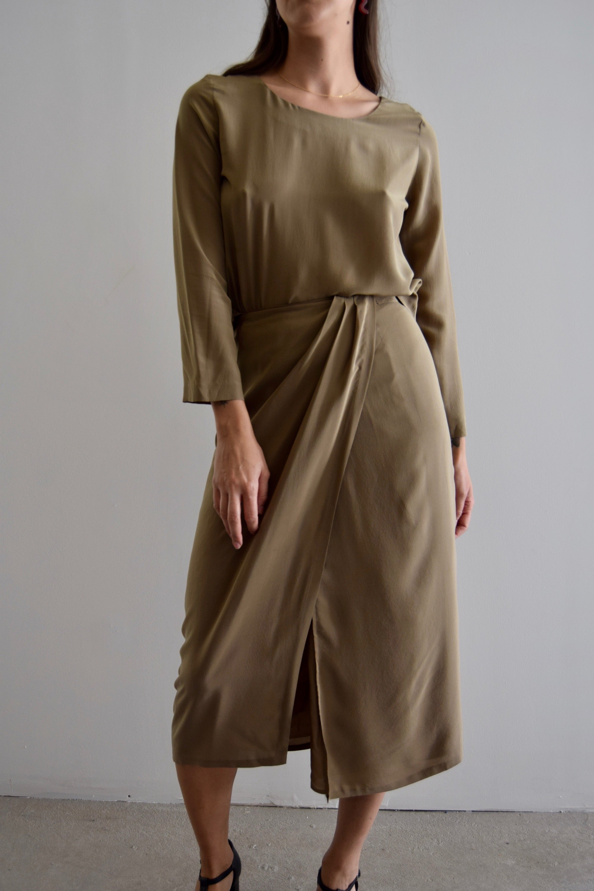 Hugo Buscati Silk Taupe Two Piece Set