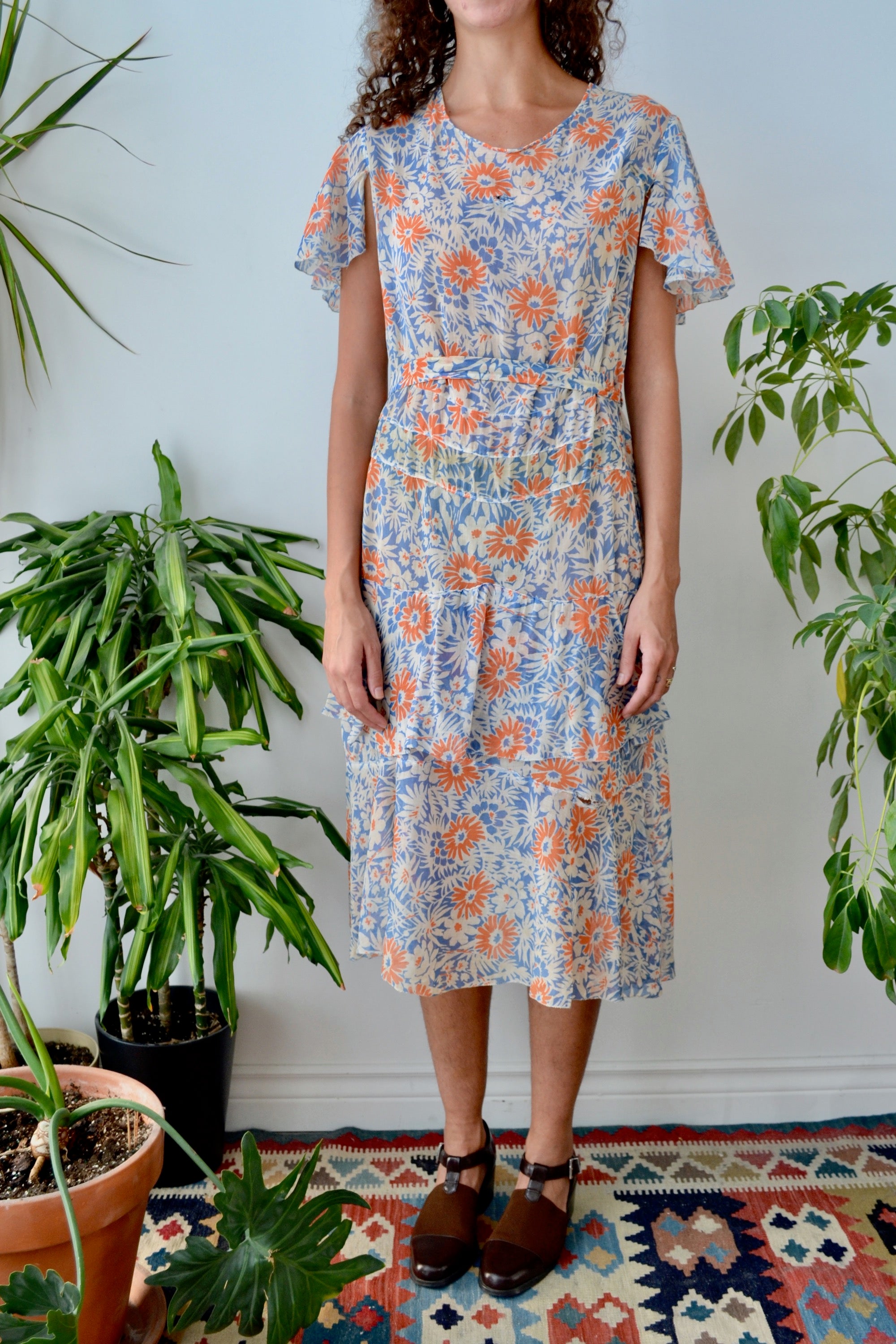 Twenties Cotton Floral Day Dress