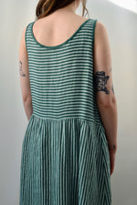 Italian Green Striped Linen Summer Dress