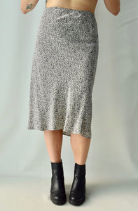 Grey Micro Floral Silk Skirt