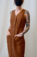 Caramel Linen Jumper Dress