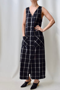 Plaid Linen Jumper Dress