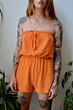 Tangerine Terry Cloth Romper