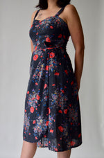 Vintage Black Poppy Wrap Dress