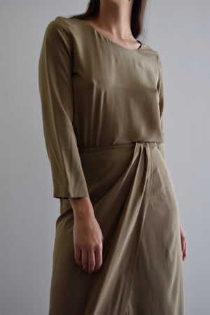 Hugo Buscati Silk Taupe Two Piece Set