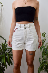 Double Button White Shorts