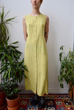 Chartreuse Button Front Dress