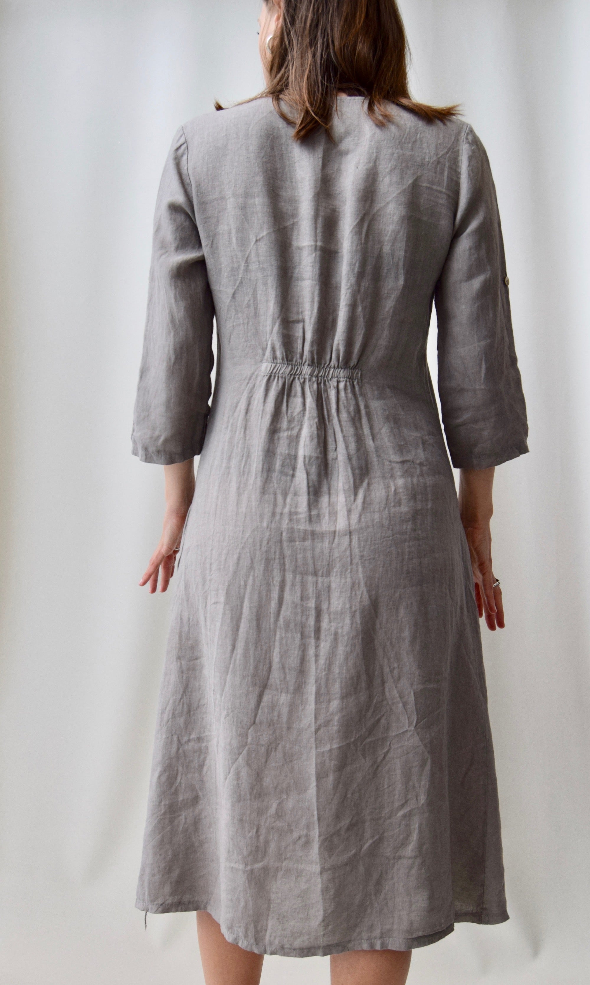 Taupe Linen Pocket Dress