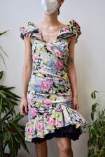 Eighties Watercolour Ruffle Dress