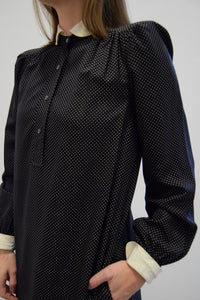 Vintage Pierre Cardin Silk Polka Dot Shirt Dress