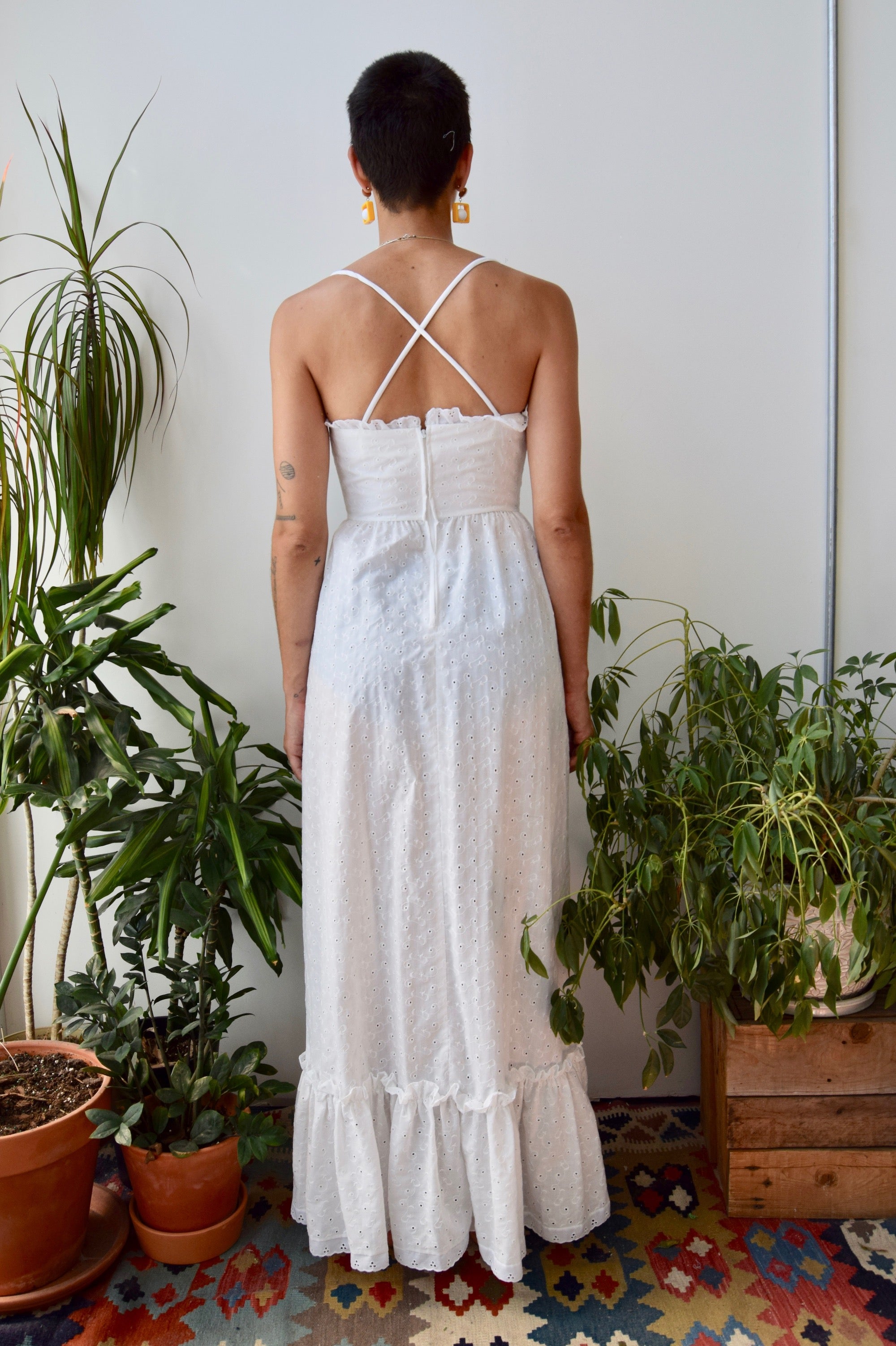 Seventies Eyelet Laced Maxi Dress