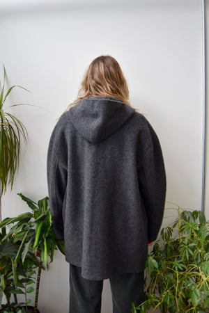 Charcoal Wool Hooded Coat