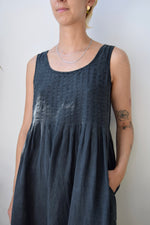 Black Linen Mini Market Dress