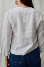 White Linen Wrap Top