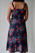 Vintage Black Poppy Wrap Dress