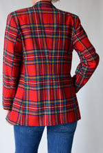 Vintage 90s Kenzo Designer Wool Plaid Blazer Punk Grunge