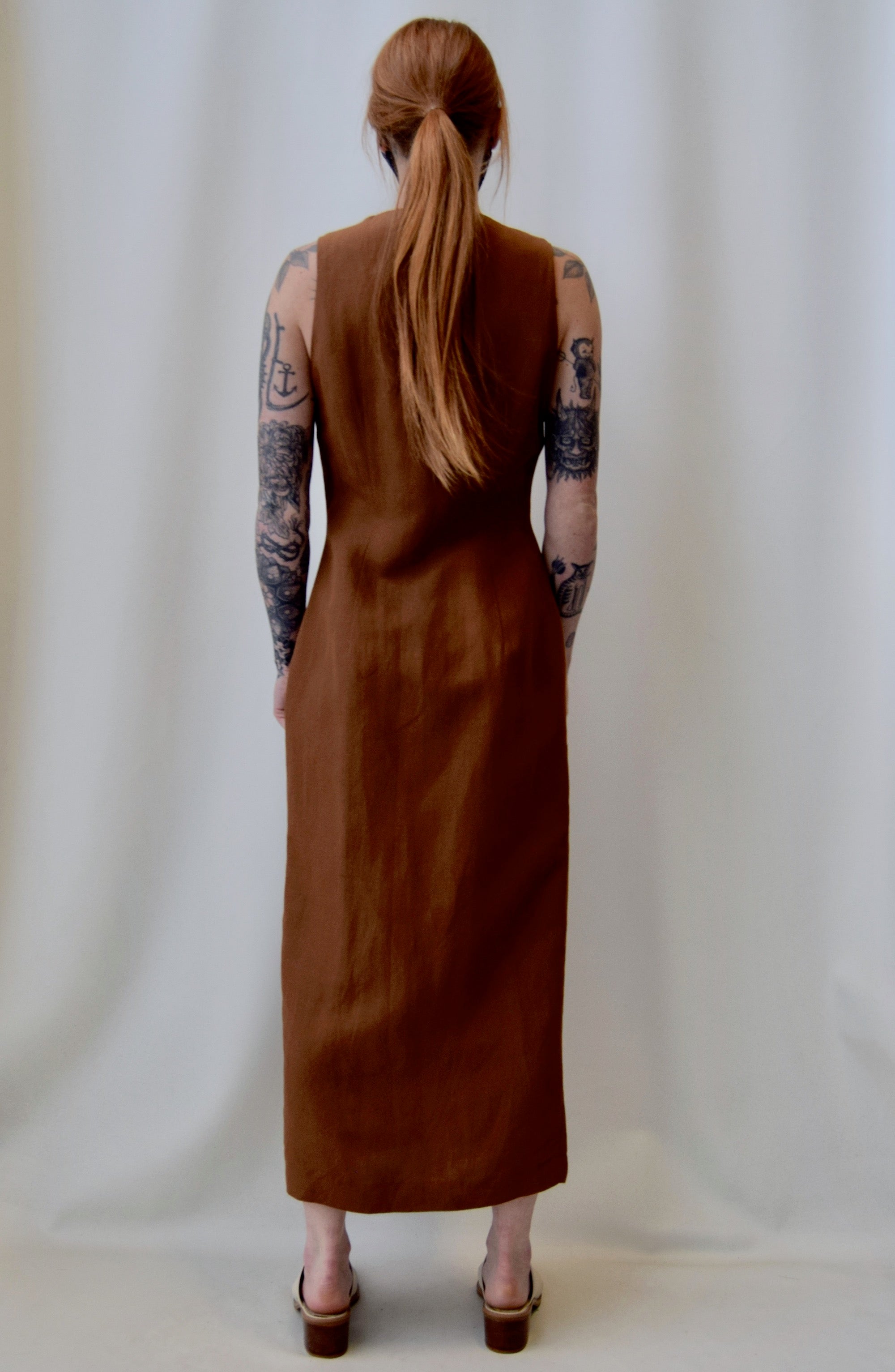Caramel Linen Jumper Dress