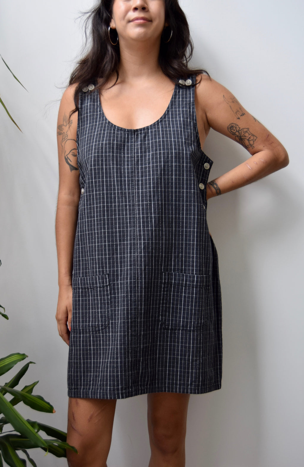 Grid Jumper Dress