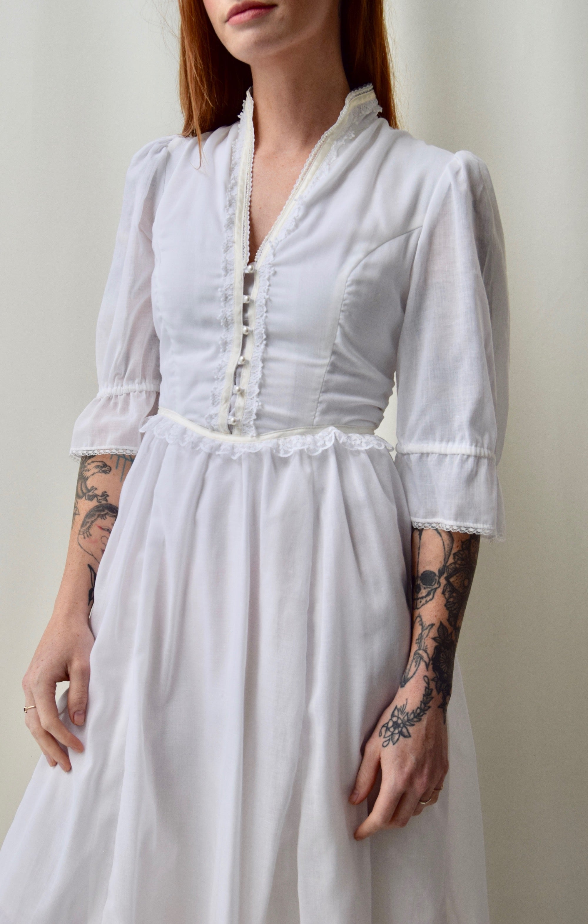 Vintage Gunne Sax White Peasant Dress