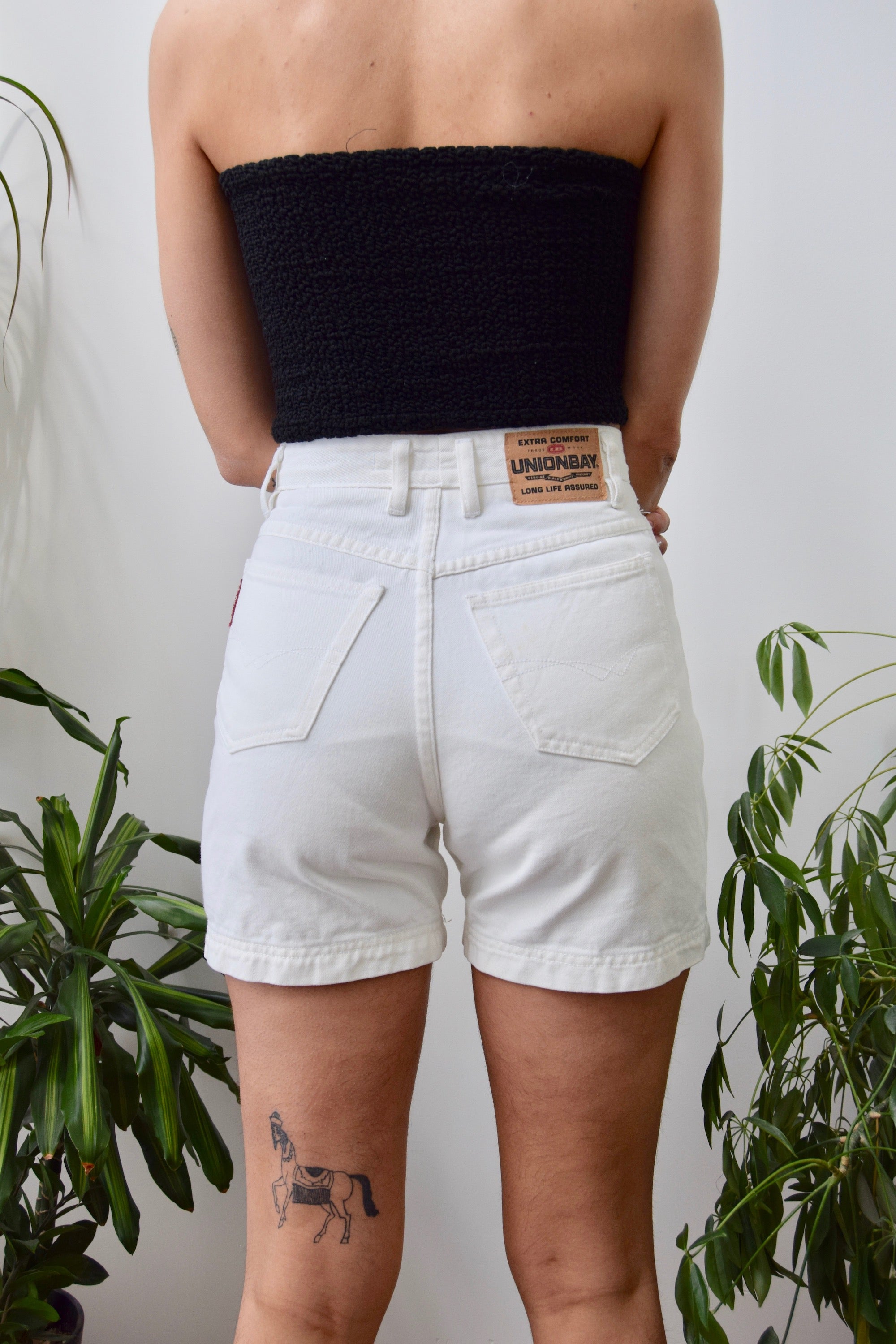 Double Button White Shorts