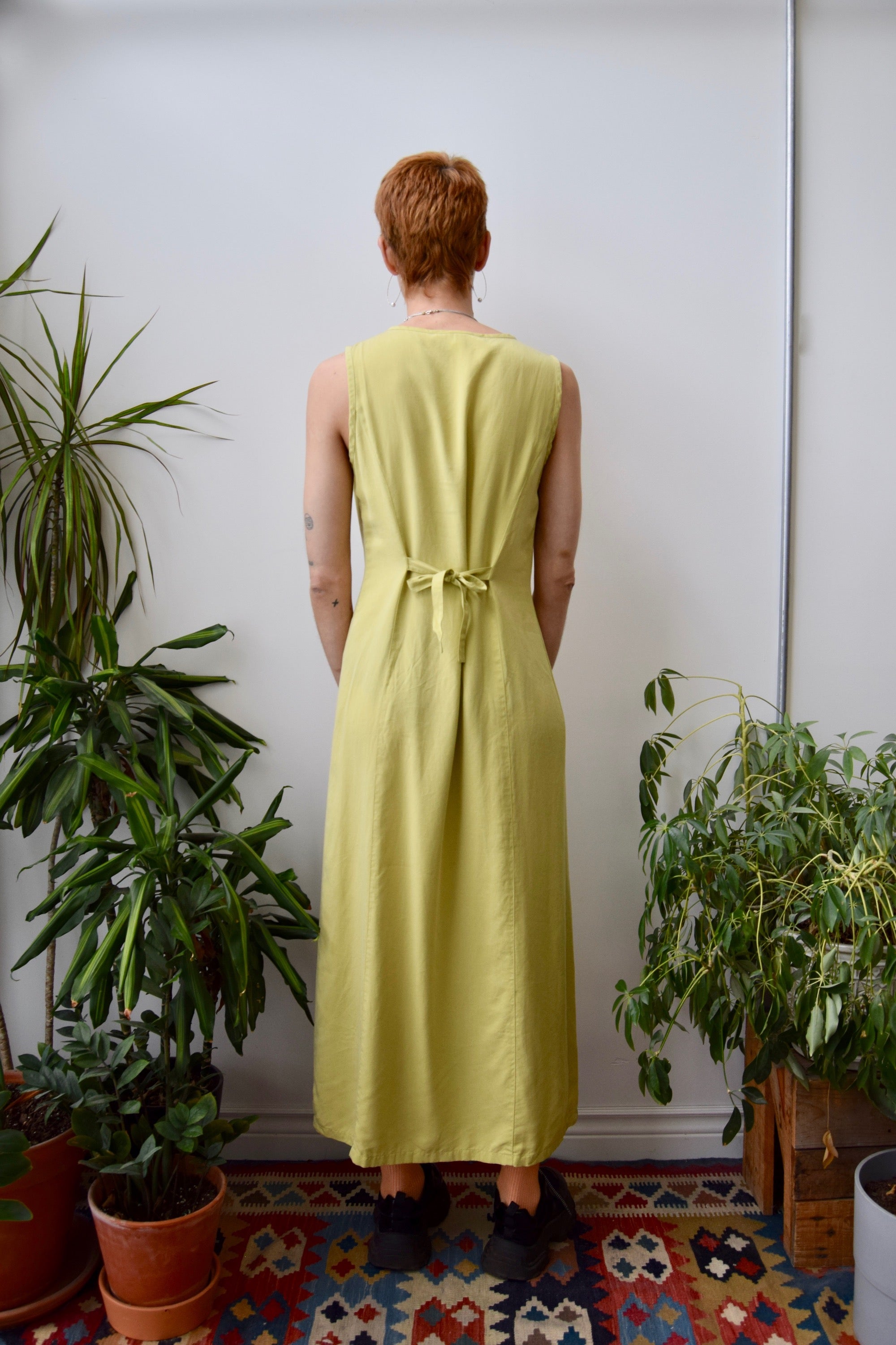 Chartreuse Button Front Dress