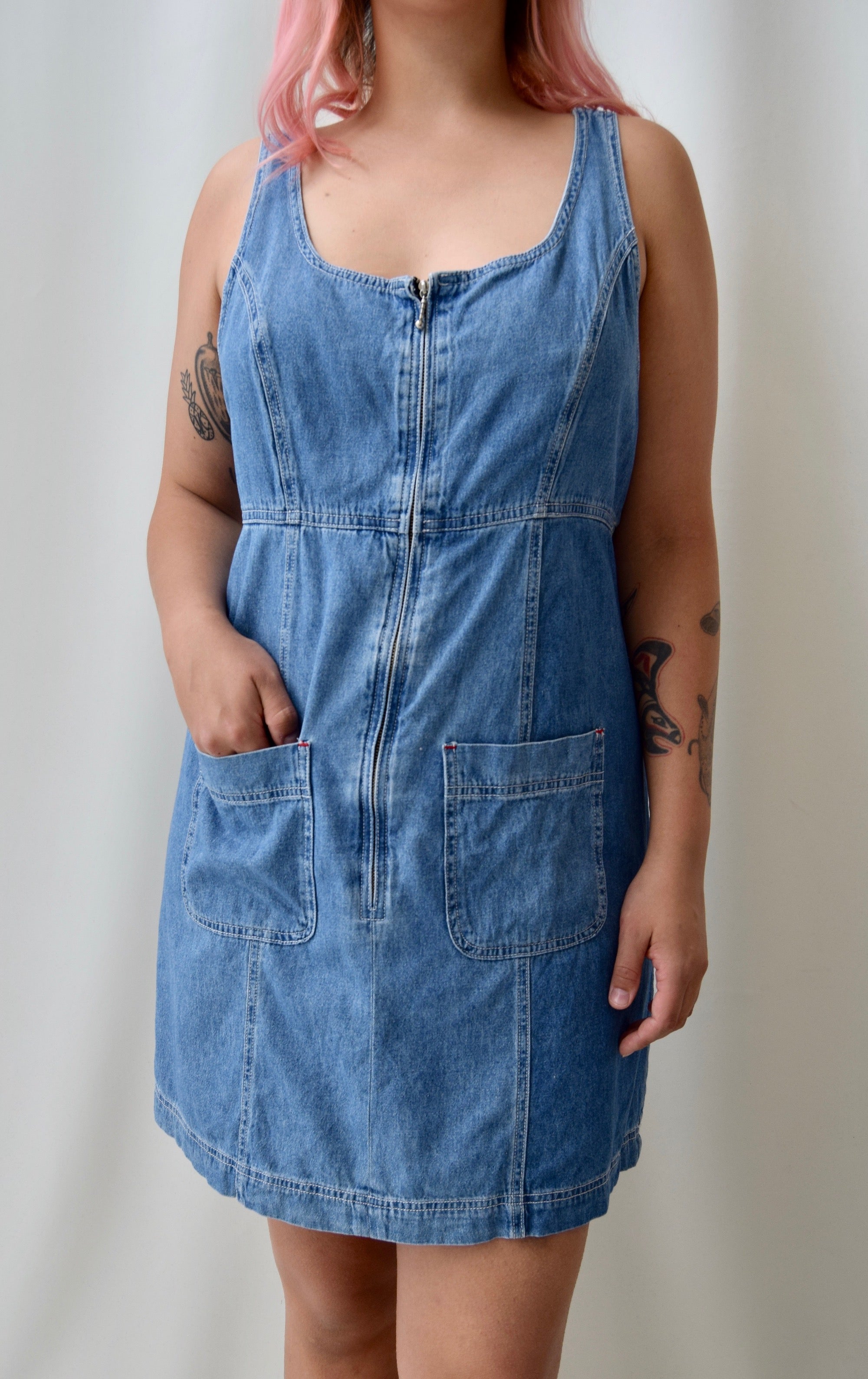 Denim Jumper Dress – Community Thrift and Vintage Denim Jumper Dress – Community Thrift and Vintage