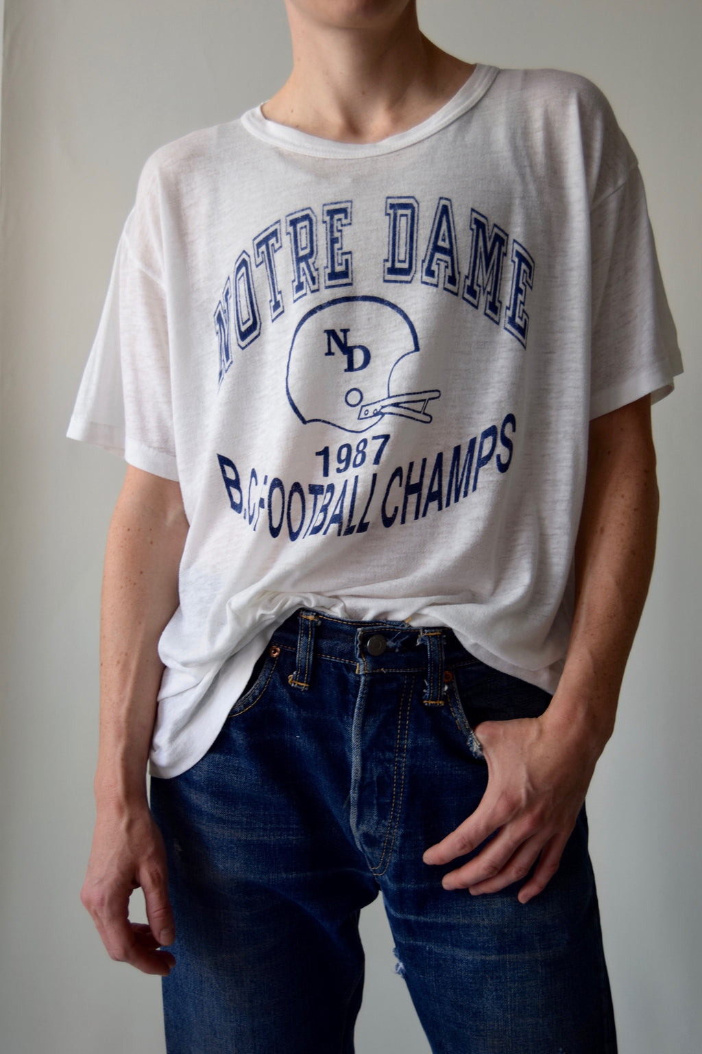 Vintage 1987 Threadbare Notre Dame T-Shirt