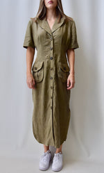 Olive Khaki Linen Dress