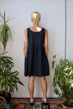 Black Linen Mini Market Dress