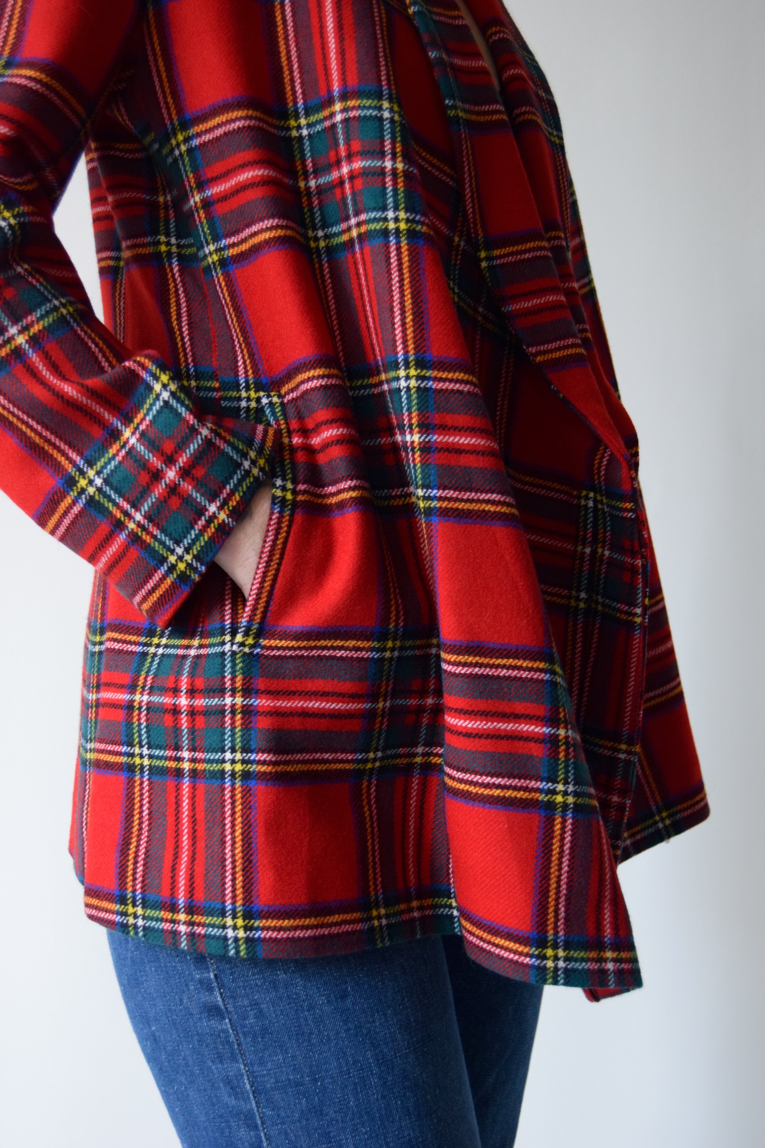 Vintage 90s Kenzo Designer Wool Plaid Blazer Punk Grunge