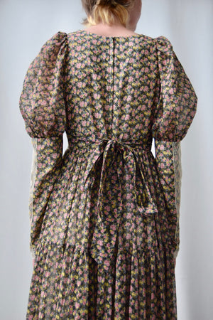 Vintage 70's Floral Gunne Sax Peasant Dress