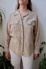 Natural Linen Blend Button Up