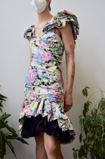 Eighties Watercolour Ruffle Dress