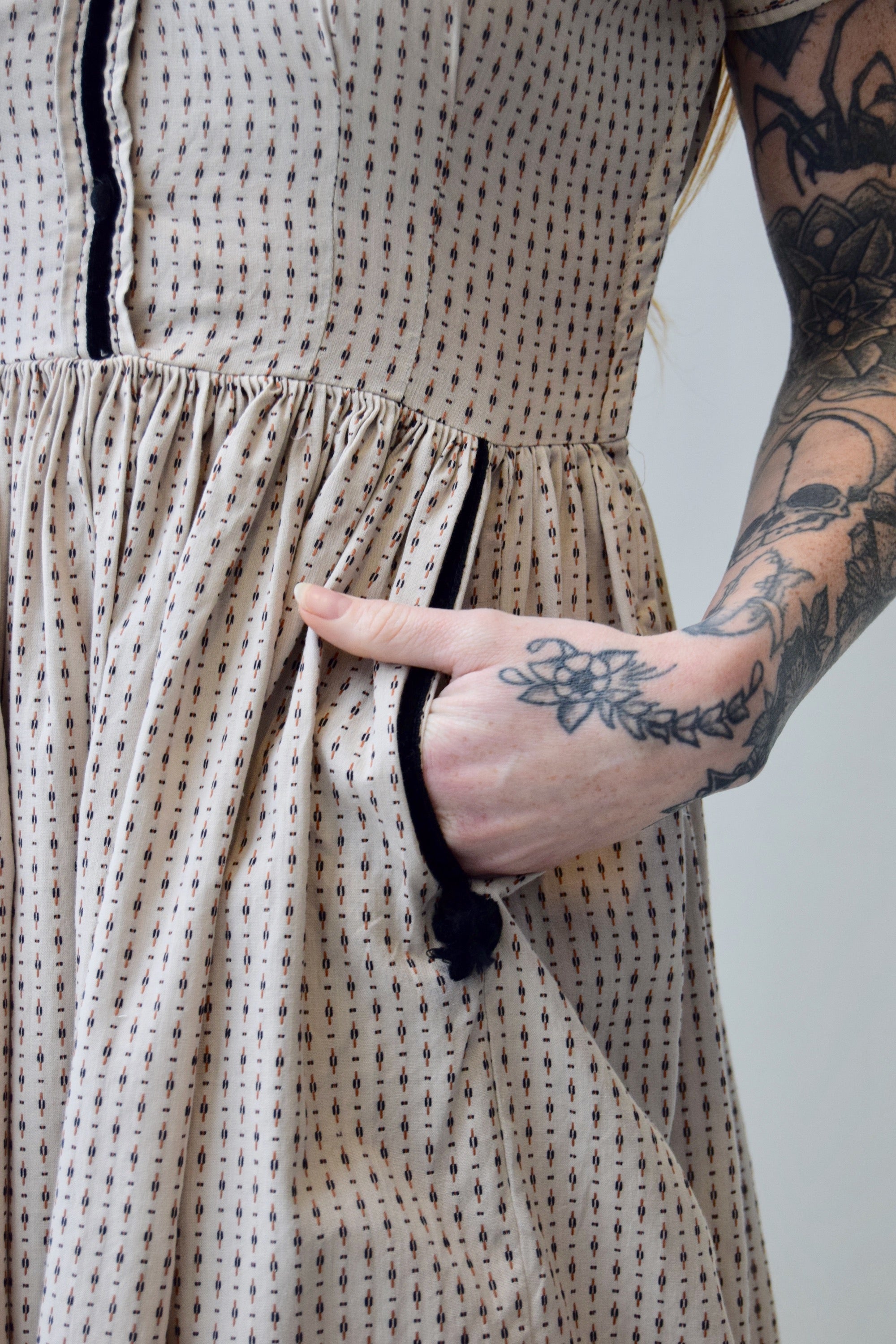 Fifties Woven Pattern Cotton Dress