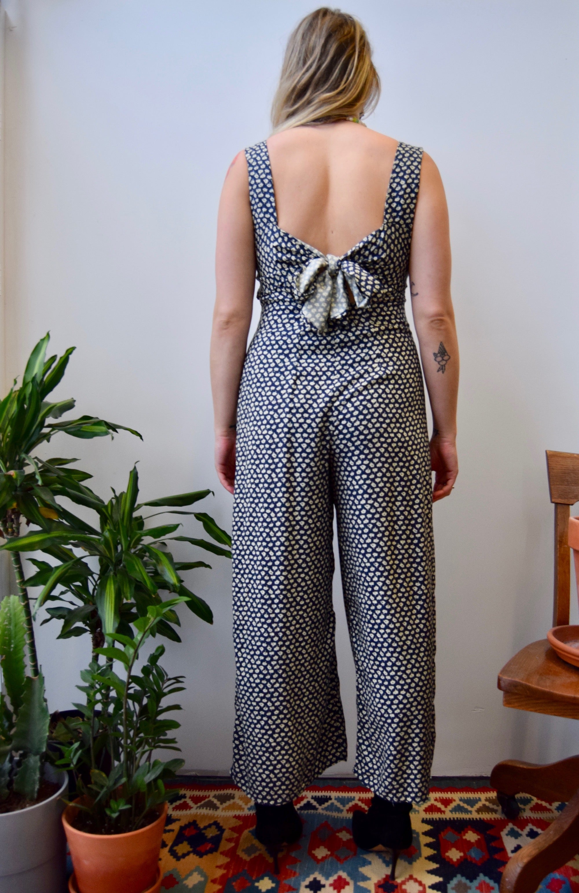 Tie Back Rayon Pantsuit