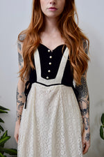 70s Renaissance Lace And Velvet Gown