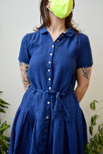 Cobalt Linen Shirt Dress