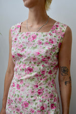 Impressionist Floral Cotton Vintage Dress