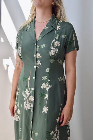 90's Mossy Rayon Button Down Dress