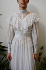 Seventies White Lace Gown