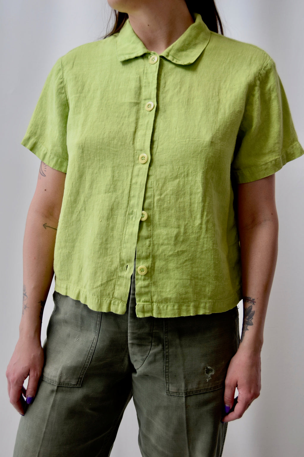 Citrus Linen Short Sleeve Top