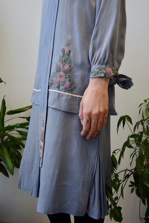 Twenties Periwinkle Embroidered Silk Set