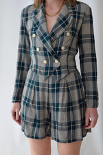 90's Rayon Plaid Blazer & Short Set