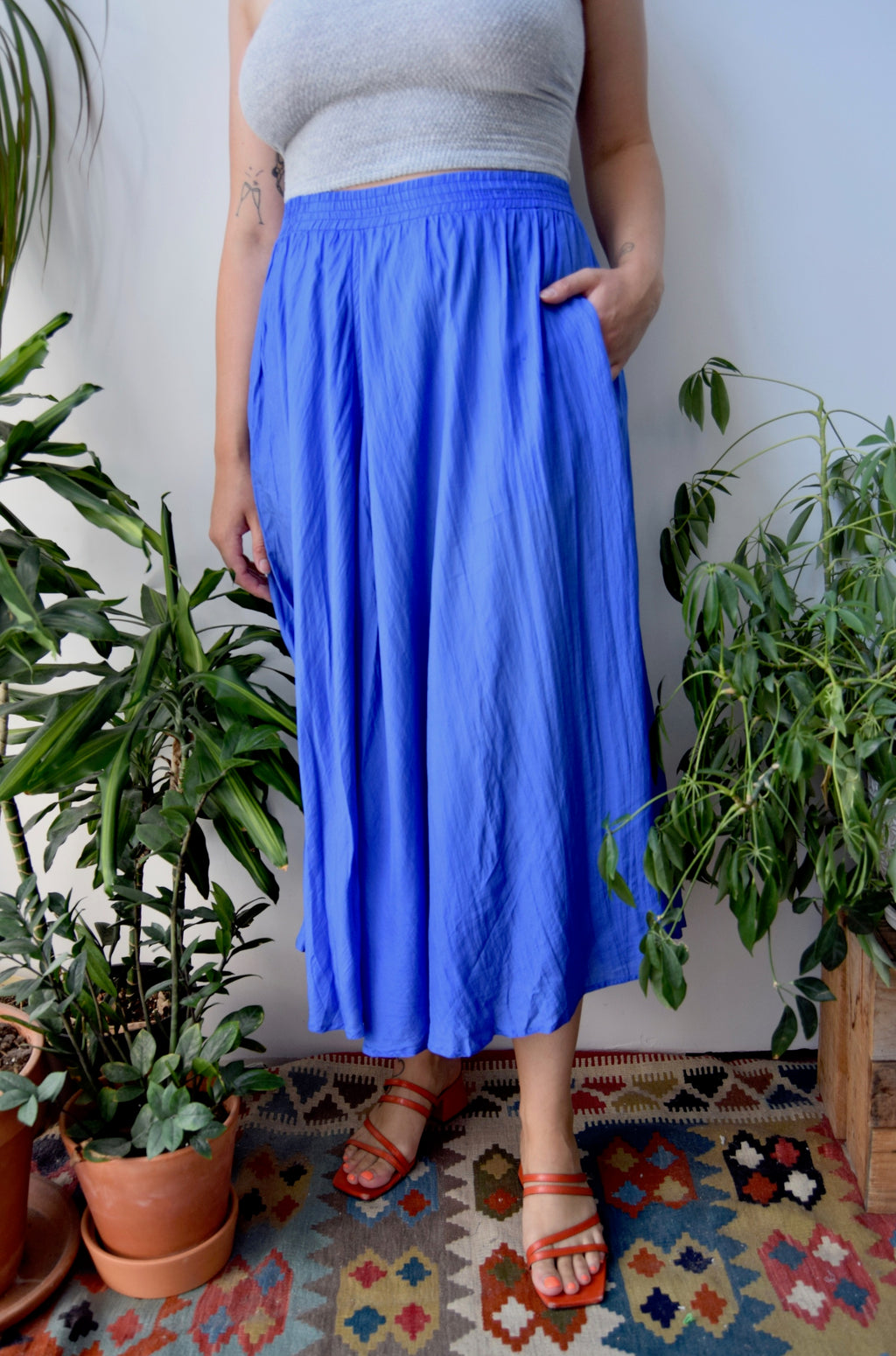 Cobalt Silk Skirt