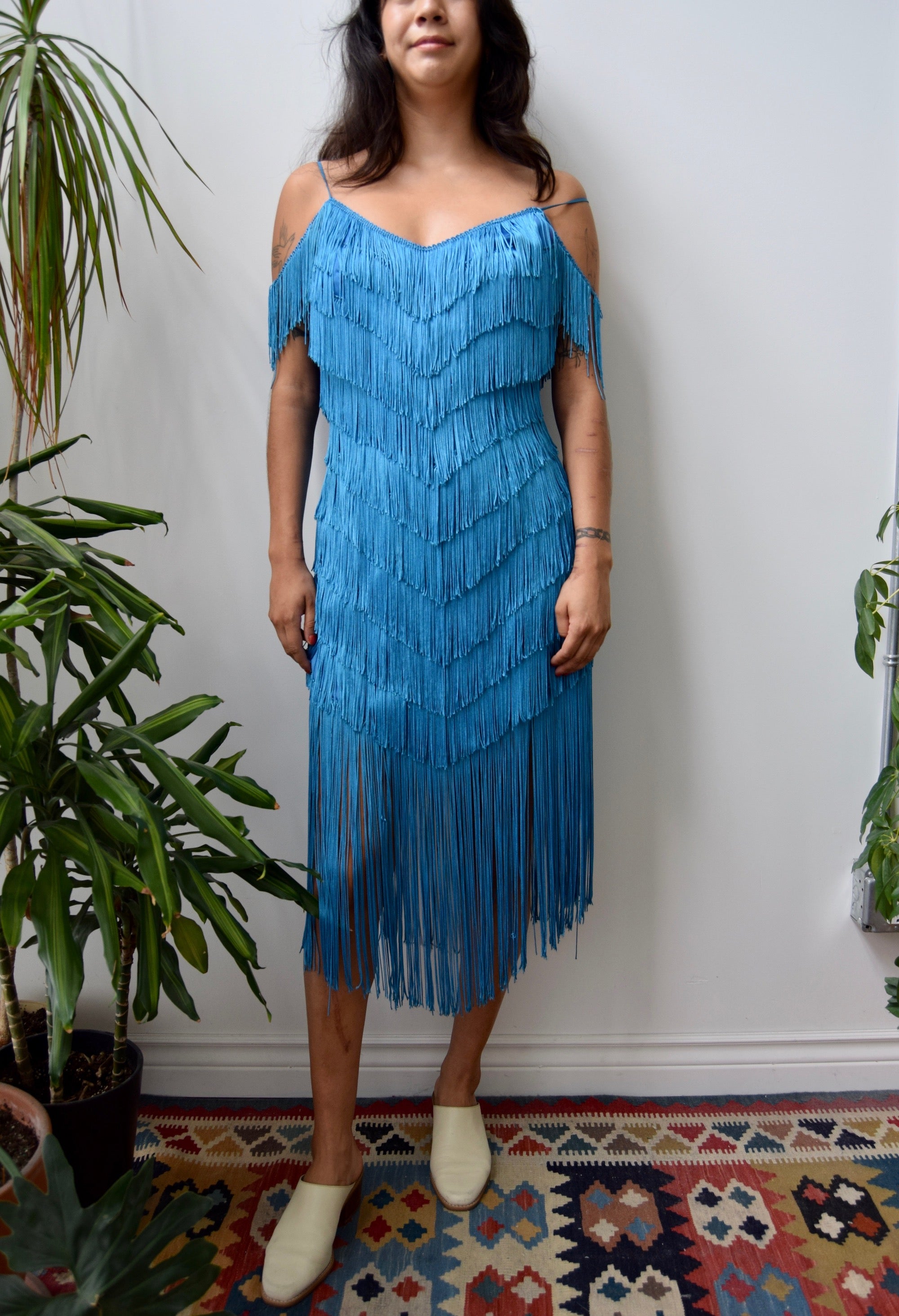 Turquoise Fringe Dress