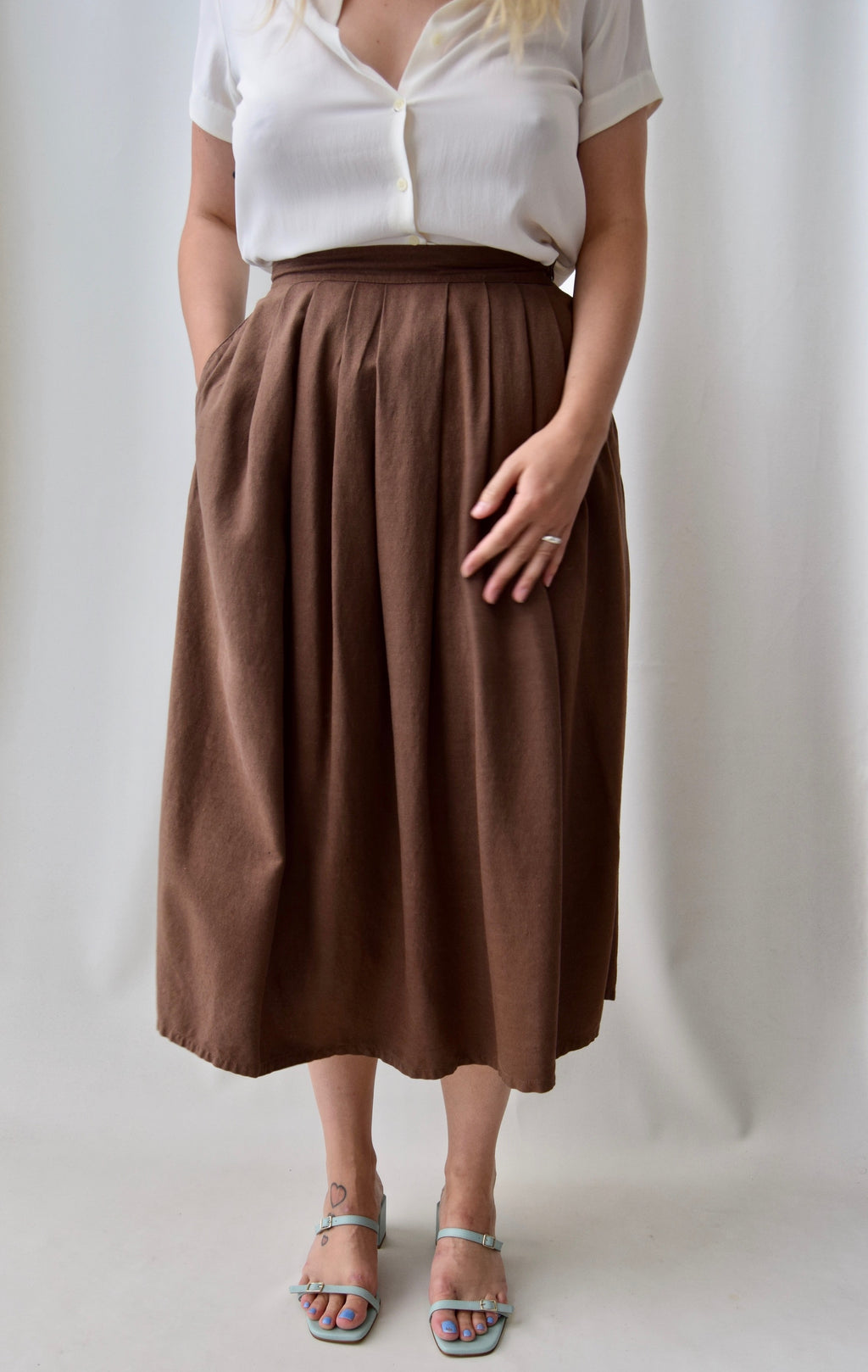 Hazelnut Raw Silk Skirt